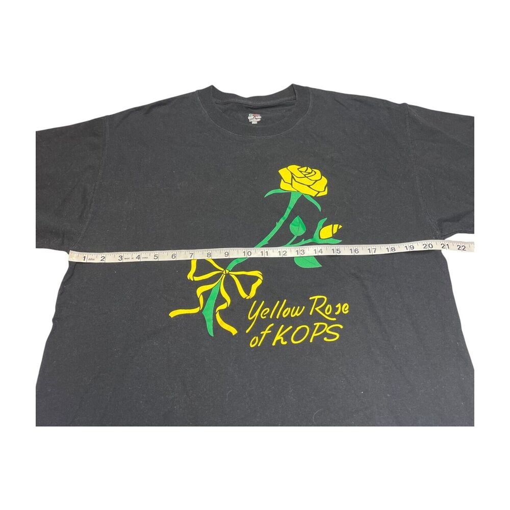 Vintage Fruit of the Loom Lofteez Shirt Men's Large Black Yellow Rose of Kops - Picture 4 of 7